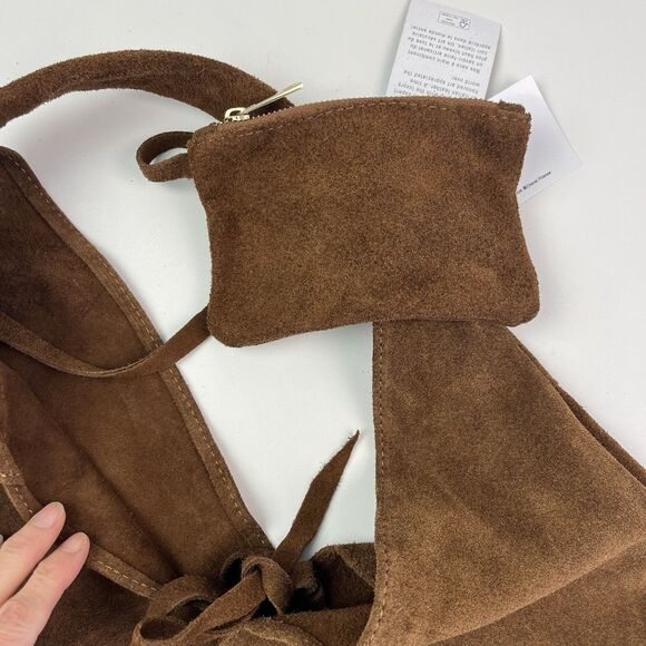 Cheval Italy Suede Leather Hobo Shoulder Bag Brown Oversized Tote Boho Hippie - Picture 10 of 14